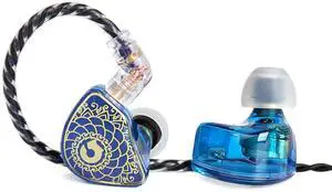Tangzu Wan'er Noise-isolating Headphone IEMs with Mic,10mm Dynamic Driver PET Diaphragm in-Ear Earphone, Wired Earbuds in Ear Monitor for Musician Audiophile, 2Pin OFC Braided Cable (Blue, with Mic)