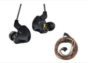 CCZ DC02 in Ear Monitors IEM Earphones Without Microphone and KZ CCA 2PIN IEM Earphone Cable 4 Core High-Purity Copper Twisted IEMs Replacement Cable