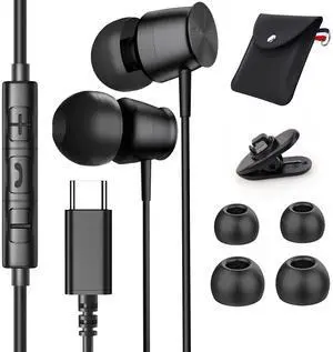 USB C Headphones with Microphone for iPhone 15 16 Pro Samsung Galaxy S24 S25 Ultra S22 S23 Ultra A54 S21 S20 FE Earbuds in-Ear Stereo Noise Isolation Wired Type C Earphones for Pixel 8 9Pro iPad Pro