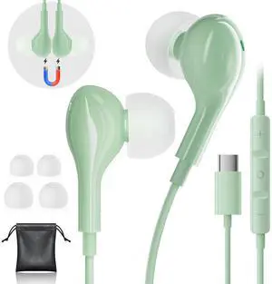 Gsangoo USB C Headphones for iPhone 16 Pro Max, Wired Earbuds with Mic, Volume Control, Noise Cancelling, Compatible with iPhone 15/iPad Pro/Samsung Galaxy S25/S24/S23 Ultra