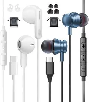 USB C Wired Headphone for Samsung Galaxy S24/S23/S22 Ultra Type C Earbuds for iPhone 15/15 Pro/ 15 Pro Max Headphones with Microphone