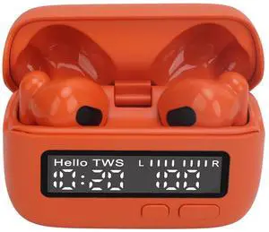 GOWENIC Earbuds, ENC Noise Reduction Stereo Sound 5.2 Earphones with LED Power Display for Sports Game, Fitness, Cycling, Running, Gaming, Traveling, and Business (Orange)