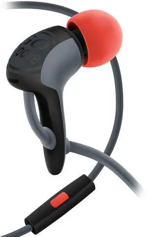GOgroove AudiOHM HDX Noise Isolating Wired Earbuds with Microphone - Premium Headphones with Ergonomic Angled Design, 3mm Thick Reinforced Cable, Fortified Y-Connector, and EVA Carrying Case (Red)
