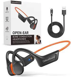 Generic CelsusSound Bone Conduction Headphones,Upgraded IPX7 Waterproof Wireless Earbuds,Open Ear Headphones Bluetooth 5.3 with Mic,10H Playtime for Running,Cycling,Hiking,Gym,Workout(Orange)