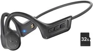 Bone Conduction Headphones - Open Ear Wireless Headphones Bluetooth 5.3 Sport Headset with Mic,Built-in 32G Player Memory Sweatproof & Rainwater Proof Lightweight Earphones for Running, Gym, Cycling