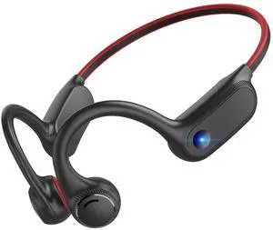 Bone Conduction Headphones, Open Ear Wireless Headphones Bluetooth 5.3 Sport Headset with Mic,10H Playtime Sweatproof & Rainwater Proof Lightweight Earphones for Running, Gym, Cycling, Hiking(Red)