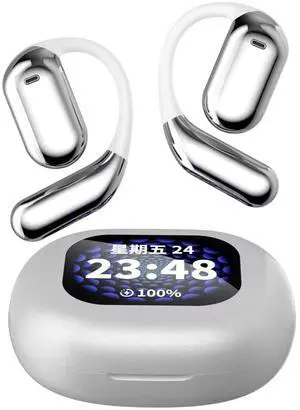 Bluetooth Wireless Earbuds with Digital Charging Case Display - Assorted Colors: Blue/Silver/Gray