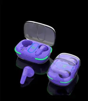 Pro70 Bluetooth Earbuds 5.3 TWS Wireless Earbud Stereo Gaming Headset Audifonos Inalambricos Breathing Lamp Low Latency Earbuds (Purple)