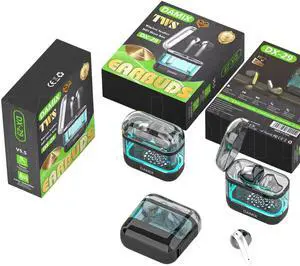 Introducing Our Heavy Bass Earphones Transparent Wireless Earbuds with RGB Colorful Atmosphere Lighting and LED Power Display (Black)