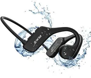 flymory Bluetooth 5.3 Bone Conduction Headphones Waterproof Underwater Headphones for Swimming, 32G IPX8 Waterproof MP3 Player for Swimming Earbuds Running