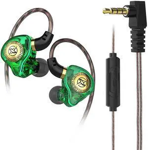 FEDAI X1 in Ear Monitor Earbuds for Musicians, HiFi Headset Earphoneswith Mic Headphones Wired, Noise Canceling, for Teen, Musicians Stage, Drummer for Gym Workout Running Church (with mic, Green)