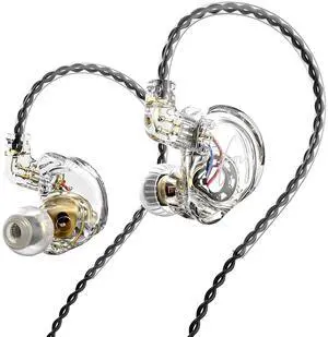 FEDAI TRN CS4 in Ear Headphones,TRN IEM Earphones Dual DD HiFi Stereo Sound Stage in Ear Monitor Earphones Noise Cancelling Gaming Earbuds for Musicians Singer Audiophiles (Clear, No Mic)