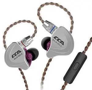 CCA C10 in-Ear Headphone, in-Ear Monitor,HiFi 1DD 4BA Hybrid Five Drivers in-Ear Earphone,Zinc Alloy Shell+Resin Cavity Wired Earbuds with 0.75mm 2Pin Gold Plated Detachable Cable (Purple,with Mic)