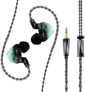 FAAEAL in Ear Monitor,HiFi Wired Sports Earbuds,Hybrid IEM Earphones with Powder Metallurgy Faceplate QDC 2-Pin Detachable 8N Mono-crystalline Copper Silver-Plated Cable Headphones