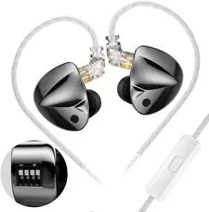 KZ D-Fi IEMS Headphones in Ear Monitor Earbuds with Adjust Tuning Switch Earphone, Dual-Magnet&Dual-Cavity Dynamic Driver Wired Earbuds with Silver-Plated Cable