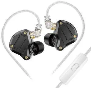 KZ ZS10 PRO 2 IEMS in Ear Monitor,1DD+4BA Dynamic Driver HiFi IEM Gaming Earbuds with 4 Level Custorm Tuning Switch for Musicians/Singers/Gamers (Black, with Mic)