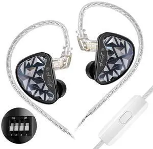 KZ AS24 PRO IEM in Ear Monitor Headphones,12BA Drivers Gaming Earbuds HiFi IEMS with 4 Stage Toggle Switch Filter Tuning Wired Earbuds for Musicians Singers (Tunable,with Mic)