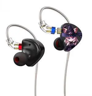 EZ EAR CVJ Night Elf Good-Looking Dual-Channel Three -Unit in Ear Monitor Wired Earbuds with DLC Diamond Diaphragm IEM Earphones Gaming Earbuds for Musicians Singers Gamers (Black, with Mic)