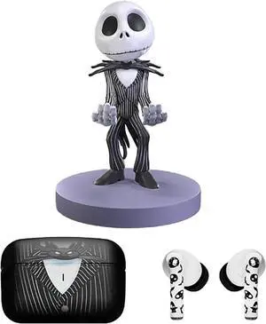 Exquisite Gaming: Buds Pro & Holdems Bundle - Jack Skellington - Wireless Bluetooth Earbuds & Case, Character Device Holder/Figure, Disney TNBC Set