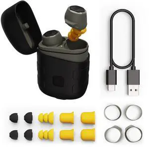 Elgin Rebel True Wireless Earbuds, 25 dB Noise Reduction Bluetooth Headphone, Noise Isolating Mic, 12+ Hour Battery Life, IP65 Water Resistant, OSHA Compliant Hearing Protection for Work