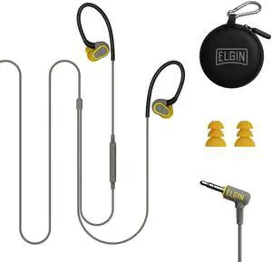 Elgin Rumble Wired Earplug Headphones with mic, in-Ear Earbuds, 3.5mm Jack, 27 dB NRR, IP67 Waterproof, OSHA CompliantEarbuds, Noise Isolating, Hearing Protection, Work Safety