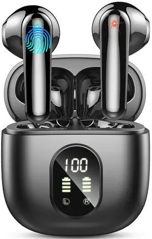 Wireless Earbuds, Bluetooth 5.3 Headphones in Ear 50H Playback Hi-Fi Stereo Ear Buds 4 ENC Mics, Bluetooth Earbud LED Display Charging Case 2024 Wireless Earphones IP7 Waterproof Sport for Android iOS