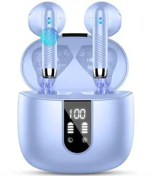 Wireless Earbuds, Bluetooth Headphones V5.4 Stereo Bass Ear Buds with ENC Noise Cancelling Mics,56H Bluetooth Earbuds with LED Display Charging Case, IP7 Waterproof Earphones for Android iOS
