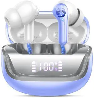 Wireless Earbuds, Bluetooth 5.4 Headphones Deep Bass Stereo, in-Ear Earphones with ENC Noise Canceling Mics, 45H Playtime Dual LED Display Ear Buds, IP7 Waterproof Wireless Headphones for Android iOS
