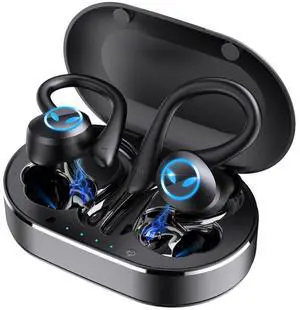 Q25 Pro Bluetooth5.1 Earbuds, HiFi Stereo Deep Bass Cordless Earphone, Earhook Design, 5 Hours Music Playback Time, Easy to Use, Noise Cancelling, for Sports Travel (Black)