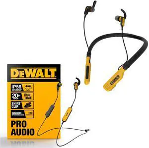 DEWALT Bluetooth Neckband Earbuds Bundle, Wireless Headphones w/Mic, 30H Playtime, Noise Reduction, IP56 Water-Resistant, Deep Bass, Lightweight Jobsite Headsets w/Controls