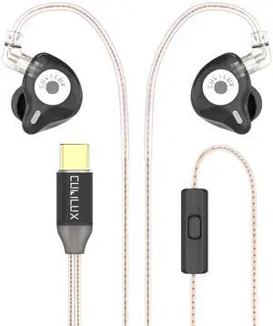 Cubilux USB C Gaming in-Ear Monitor, Type C Headphones with Microphone, IEM Earbuds with MIC Compatible with iPhone 16/15, Galaxy S25/S24/S23, Pixel 9/8/7 Pro, PS5, Android Phone Tablet, 4 Feet