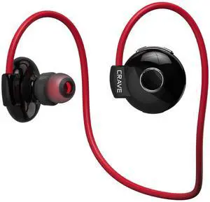 Crave Octane Sport Wireless Bluetooth Earphones, in-Ear Sweat and Water Resistant Stereo Lightweight Headphones Earbuds Premium Sports Headset with Built-in Mic  Red