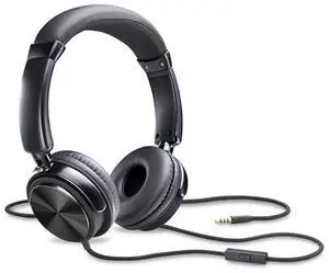 Compucessory CCS15165 Tangle-Free Headset with Microphone Black