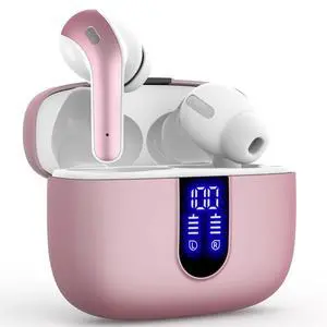 Bluetooth Headphones True Wireless Earbuds 60H Playback LED Power Display Earphones with Wireless Charging Case IPX5 Waterproof in-Ear Earbuds with Mic for TV Smart Phone Laptop Computer Sports. New.