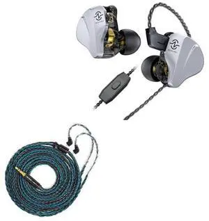 ccz BC04 PRO Mic Wired Earbuds & ST16 Plus Silver-Plated Detachable IEM Cable