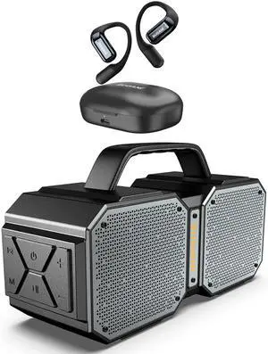 BUGANI Open Ear Headphones&Shock Portable Bluetooth Speaker