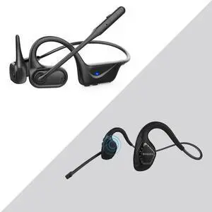 BANIGIPA Bluetooth 5.4 Headset with Microphone, Open Ear Headphones w/Mic, Wireless Earphones Noise Cancelling for HD Calling, Mute Button, Light & Comfortable Headset for Working Office Meeting