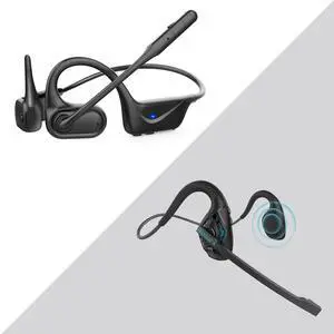 BANIGIPA Bluetooth 5.4 Headset with Microphone, Open Ear Headphones w/Mic, Wireless Earphones Noise Cancelling for HD Calling, Mute Button, Light & Comfortable Headset for Working Office Meeting