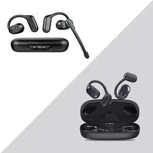 BANIGIPA Open Ear Headphones w/Mic, Bluetooth 5.4 Headset w/DSP Noise Canceling Microphone for Calling, True Wireless Earbuds w/Charging Case for Office Home Working Traveling
