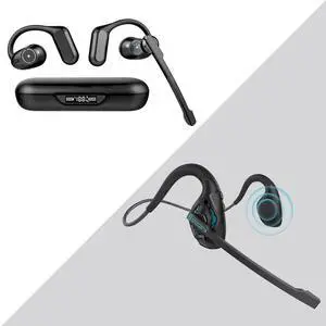 BANIGIPA Open Ear Headphones w/Boom Mic, Bluetooth 5.4 Headset w/DSP Noise Canceling Microphone for Calling, Wireless Earbuds for Office Home Working Traveling