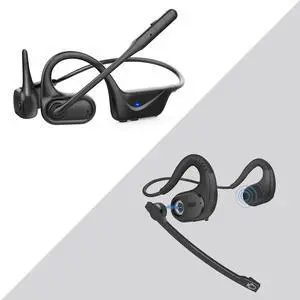 BANIGIPA Bluetooth 5.4 Headset with Microphone, Open Ear Headphones w/Mic, Wireless Earphones Noise Cancelling for HD Calling, Mute Button, Light & Comfortable Headset for Working Office Meeting