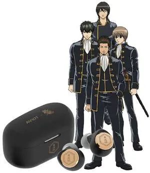AVIOT TE-V1R-GTS Gintama Collaboration Wireless Earbuds Officially Licensed, Sepcial Package,Desgin,Japanese Sepcial Voice, Adaptive Noise Cancelling, Bluetooth 5.3 (Shinsengumi Model)