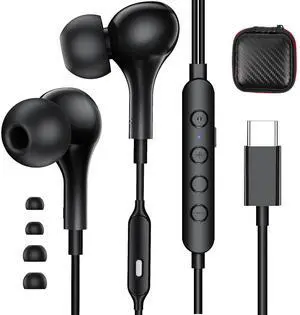 USB C Headphone, Voice Changer Earbuds Wired with Mic, Karaoke Type-C Earphone with Case Deep Bass Noise Canceling Cord Ear Buds for iPhone 16 15 Pro Max Plus iPad Galaxy S24 Ultra S23 FE Pixel 9 8 7