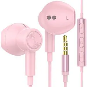3.5mm Headphones Wired Earbuds with Microphone Wired Earphones HiFi Stereo Clear Call Magnetic Semi in Ear Buds Corded for Samsung A25 A15 A14 S10 A12 A52 Note 9 Moto G Nintendo Switch MP3 Kindle, Pin