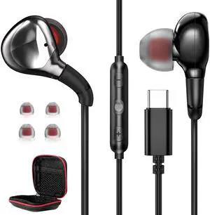 3.5mm Headphones Wired Earbuds with Microphone Noise Canceling Earphone HiFi Stereo Clear Magnetic Semi Plug in Ear Buds for Samsung A25 A15 A03s S10 A12 Note 9 Moto Nintendo Switch Kindle MP3 Black