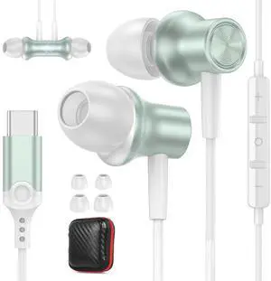 USB C Headphones for iPhone 15 Pro Max Plus iPad, Type C Earphones Noise Isolating with Mic Stereo Volume Control Android Wired Earbuds for Samsung S24 Ultra S23 Fe S22 A53 Flip 5 Pixel 8 7 Pro 6 A