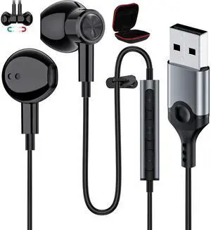 Wired Headphones Earphones for Laptop PC Chromebook Noise Cancelling Ear Buds with 3.5mm Plug in Audio Jack Microphone HiFi Stereo Clear Call Volume Control for Kindle Fire Nintendo Swit