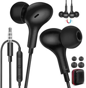 Wired Headphones Earphones for Laptop PC Chromebook Noise Cancelling Ear Buds with 3.5mm Plug in Audio Jack Microphone HiFi Stereo Clear Call Volume Control for Kindle Fire Nintendo Switch MP3 Android