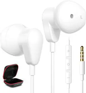 3.5mm Headphones Wired Earphones for Samsung Galaxy A25 A15 A12 A13 A03s A14 A23 A71, Noise Canceling Wired Earbuds with Microphone Song Skip Ear Bud Corded for Moto G Power Pure Pixel 5a 4a PC, White