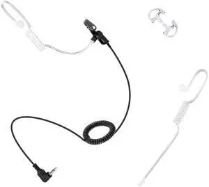 Arrowmax ASK75C-S-35L FBI Style Clear Tube 3.5mm Receiver/Listen Only Earpiece Compatible with Motorola Kenwood Icom 2-Way Radio Speaker Microphone